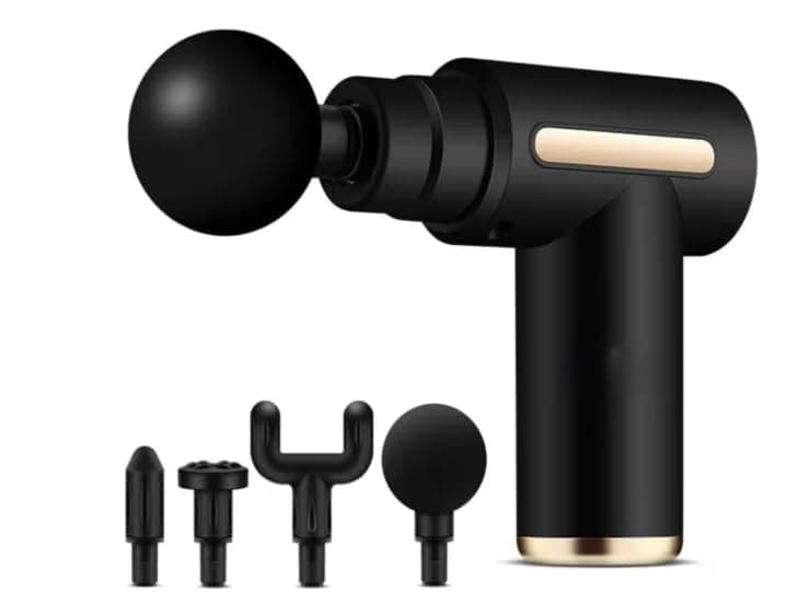 Massage Gun with 4 Attachment Heads, Black, Handheld Percussion Massager