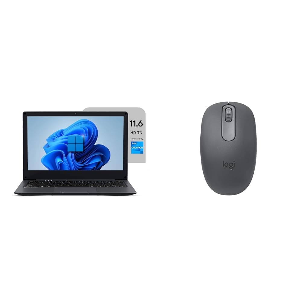EBook 11.6" HD Laptop | Best Student & Office Work Laptop | Celeron N4020 | 4GB DDR4 | 128GB eMMC + M.2 SSD Expandable Slot | Win 11 Home |31Wh Battery | UHD Graphics 600 + Logitech M196 BT Mouse