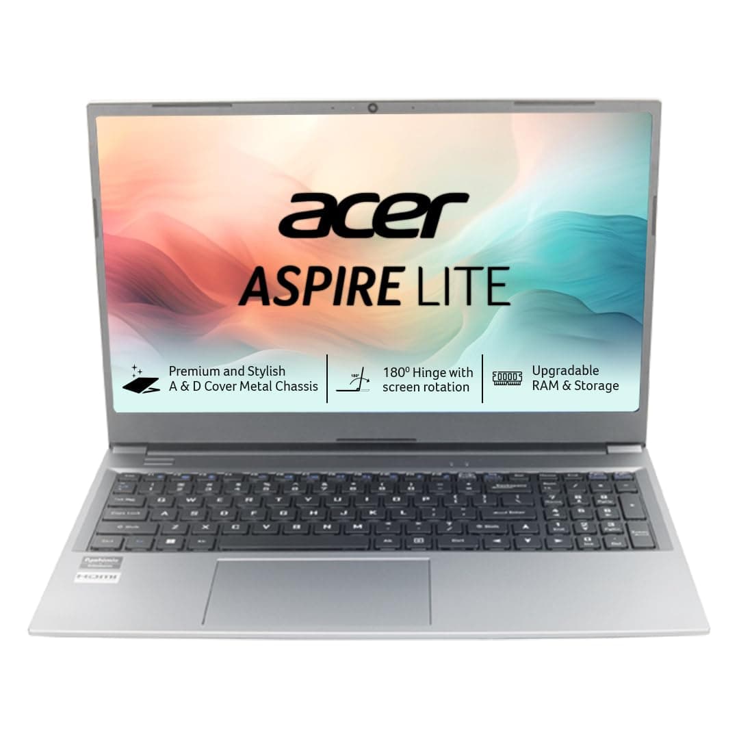 Acer Aspire Lite, AMD Ryzen 3-7330U, Office 2024 + M365 Basic,8GB RAM, 256GB SSD, Full HD IPS, 15.6"/39.62 cm, Windows 11 Home, Steel Gray, 1.59 KG, AL15-41, Metal Body, Premium Thin and Light Laptop