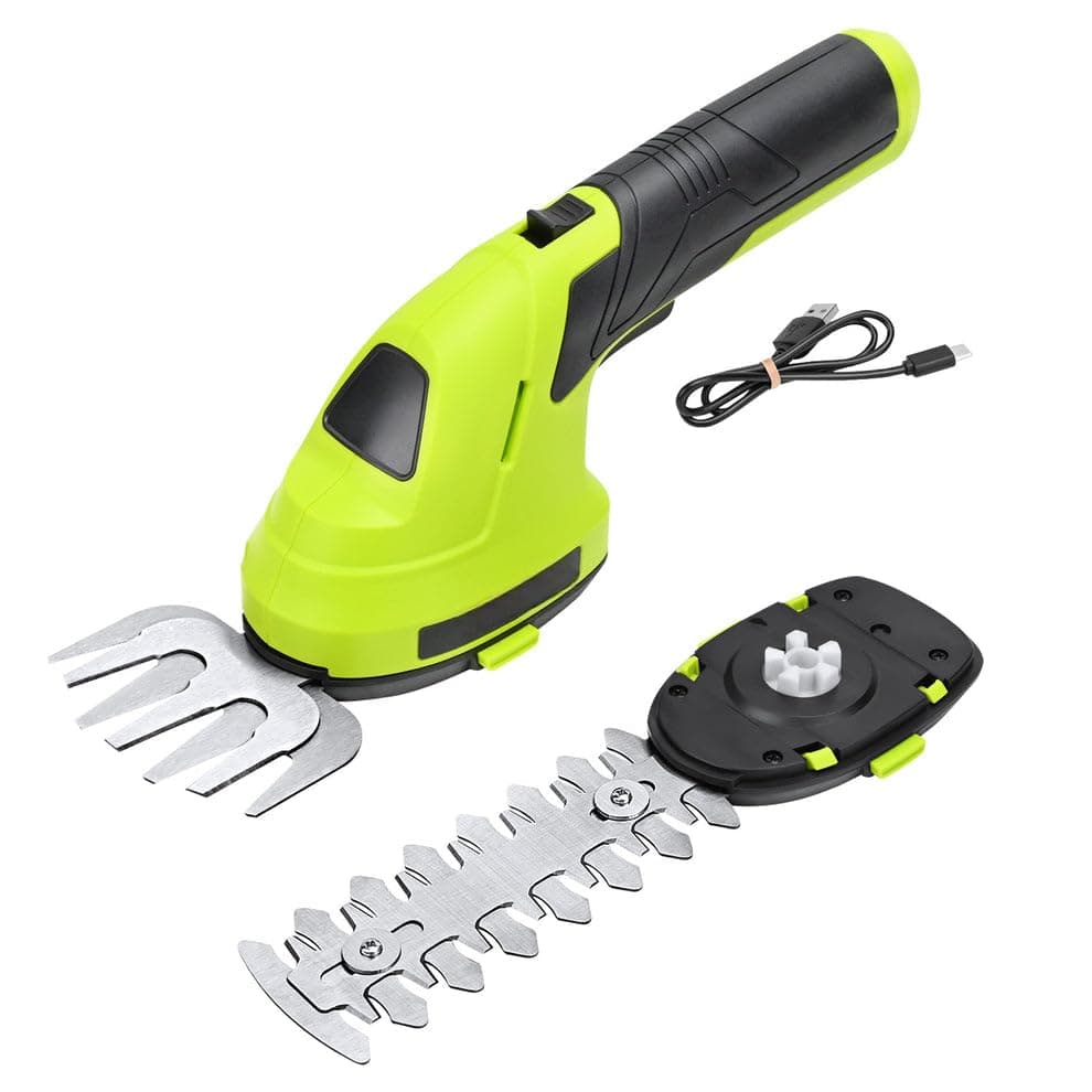 Zancia 2-in-1 Cordless Hedge Trimmer, Handheld Shrub Trimmer, 8.4V Battery, Dual-Edge Blade, Lightweight Grass Shears for Lawn, Garden & Shrubs, Easy One-Hand Operation.