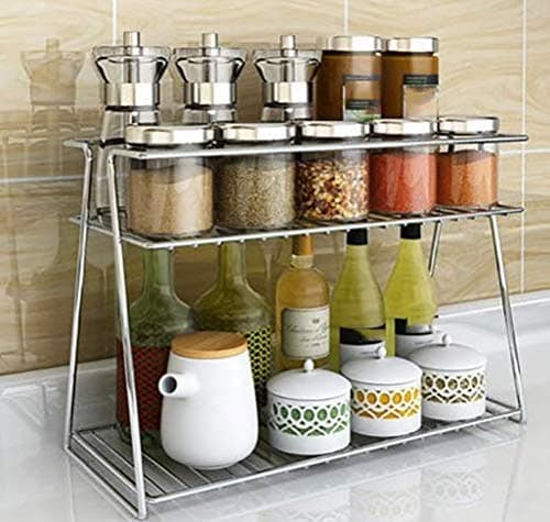 CR18 COLLLECTION Stainless Steel 2 Layer Kitchen Spice Rack| Modular Storage Rack | Kitchen Organizer Multipurpose Storage Shelf/Rack, Silver Online at Low Prices in India