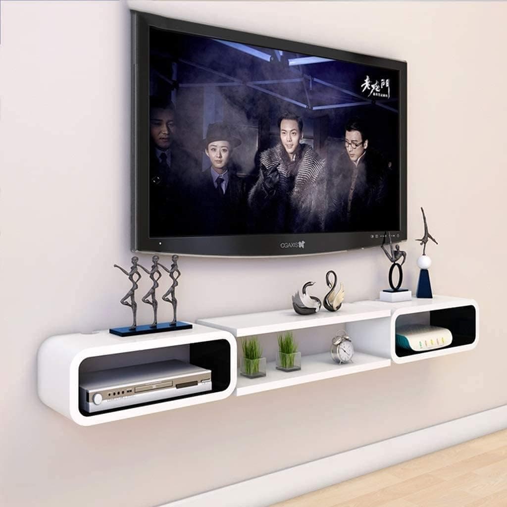 Home wood Wooden TV Entertainment Unit Cabinet for Living Room and Bedroom, Set Top Box Stand, Black and White, 40 x 8 Inches, Perfect Upto 55 Inches LED TV