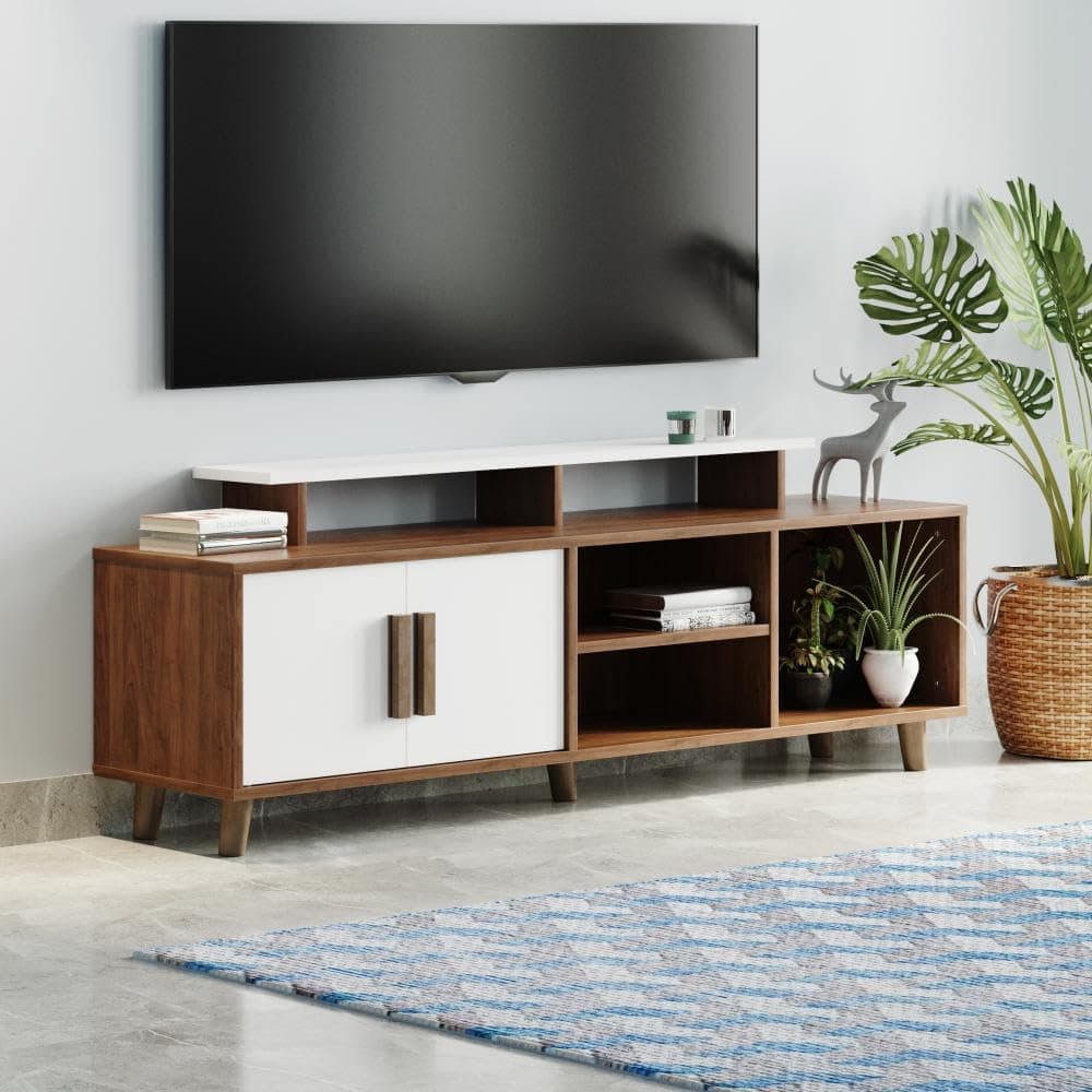 Wakefit TV Unit | 1 Year Warranty | TV Stand Table for Living Room, Cabinet Engineered Wood Cabinet with 3 Shelves (Eris, Wenge & Frosty White)
