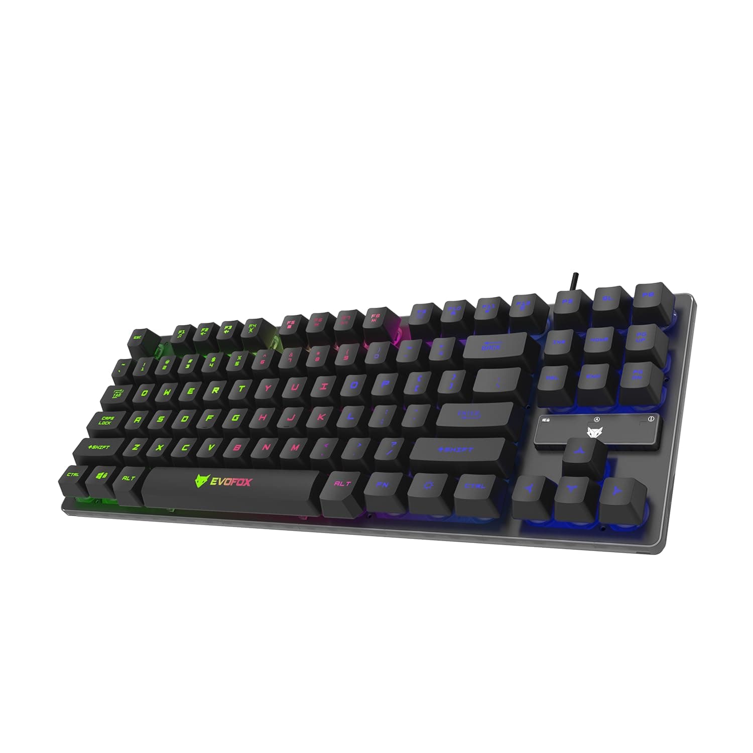 EvoFox Fireblade TKL Semi-Mechanical Gaming Keyboard with Rainbow Backlit& Breathing Effect, Floating Keycaps, 19 Anti-Ghosting & 12 Multimedia Keys, Windows Lock Key, Braided Cable (Black) Online at Low Prices in India | EvoFox Video Games