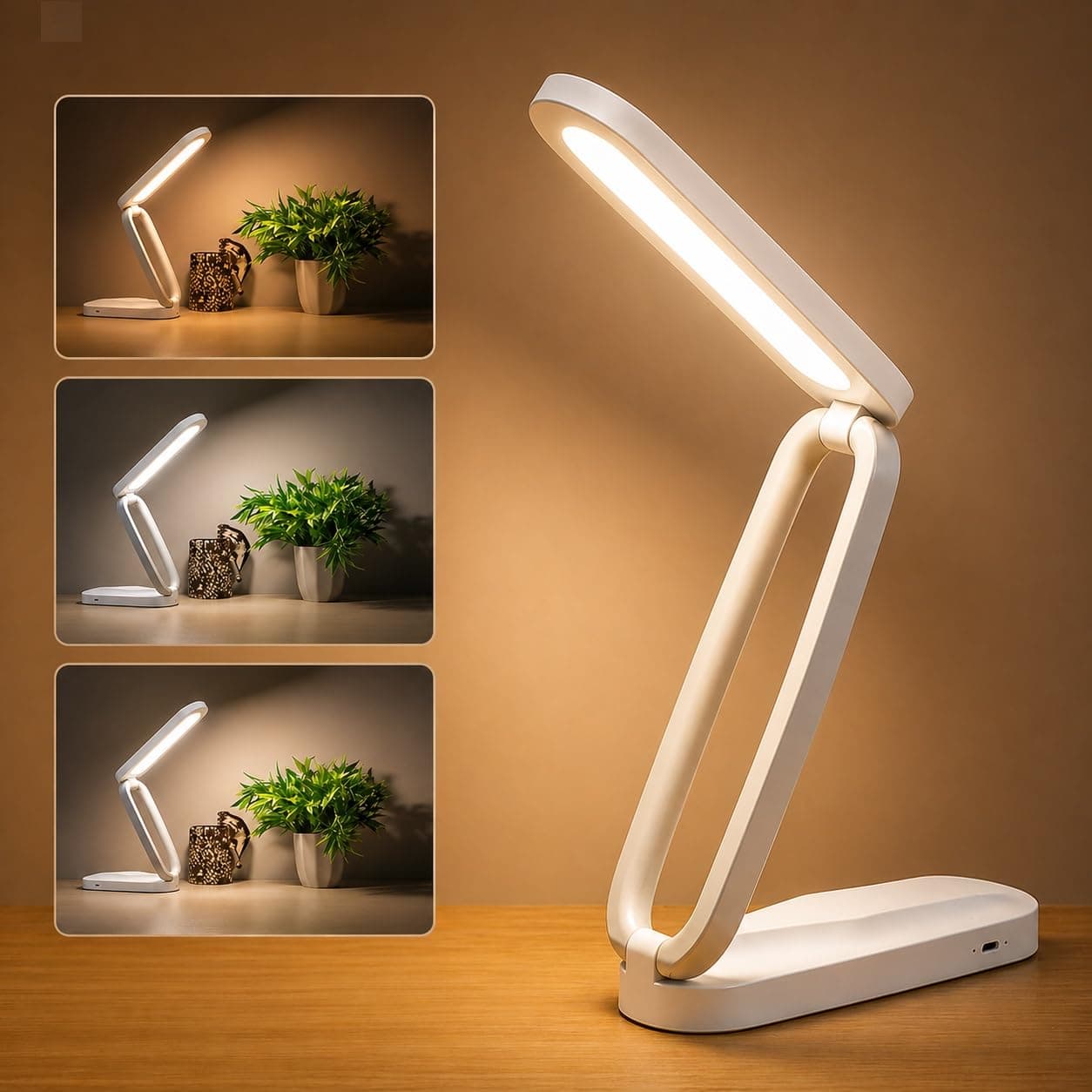SaleOn LED Rechargeable Foldable Desk Lamp | 1200mAh Battery | 5 Brightness + 3 Colour Modes | Memory Function | Touch Control | USB Type-C | Eye Protection Reading Lamp for Students, Office & Bedside Online at Low Prices in India