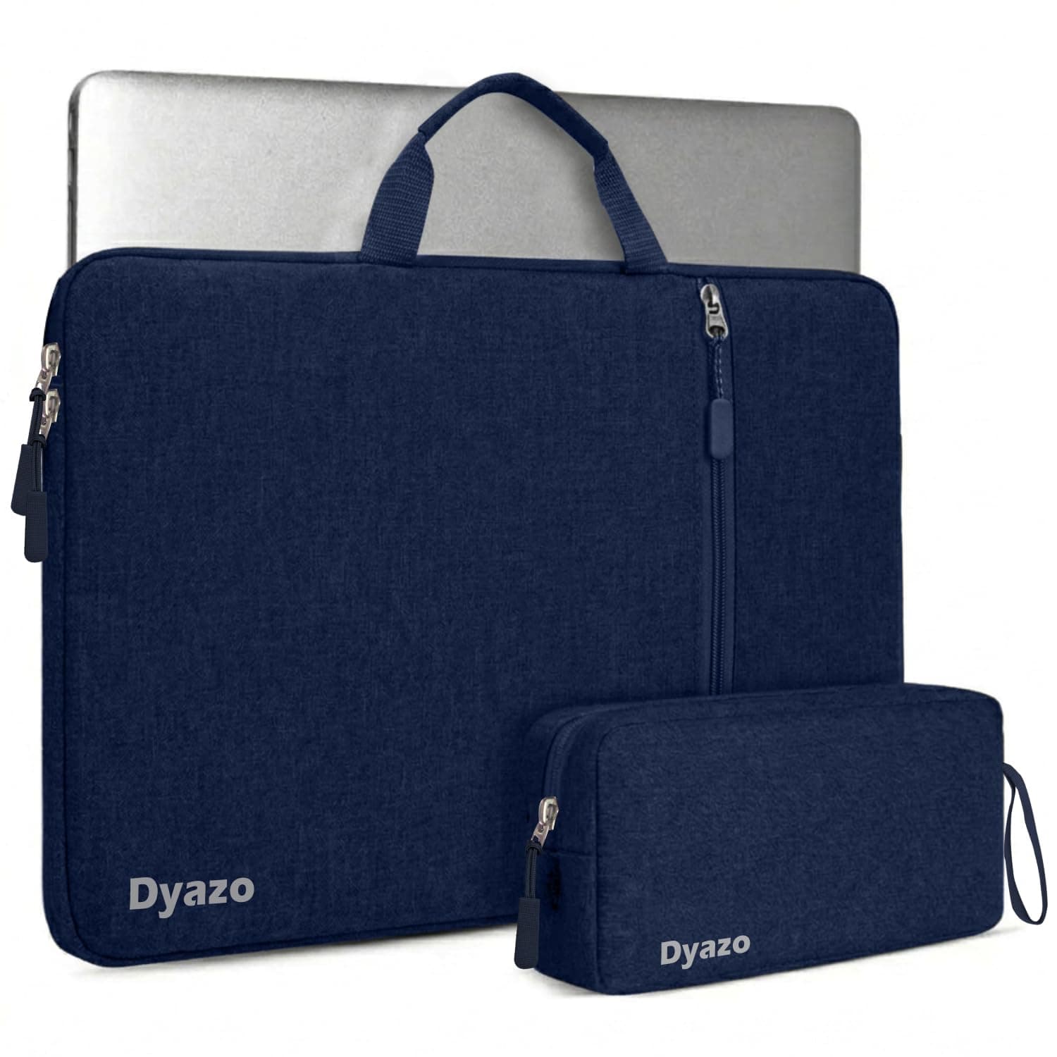 Dyazo 15.6 Inch Laptop Sleeve with Handle & Charger Pouch | Water-Resistant Shockproof Carry Case with Front Pocket | Compatible for MacBook, HP, Dell, Lenovo, Acer, Microsoft & Other Notebooks (Blue)