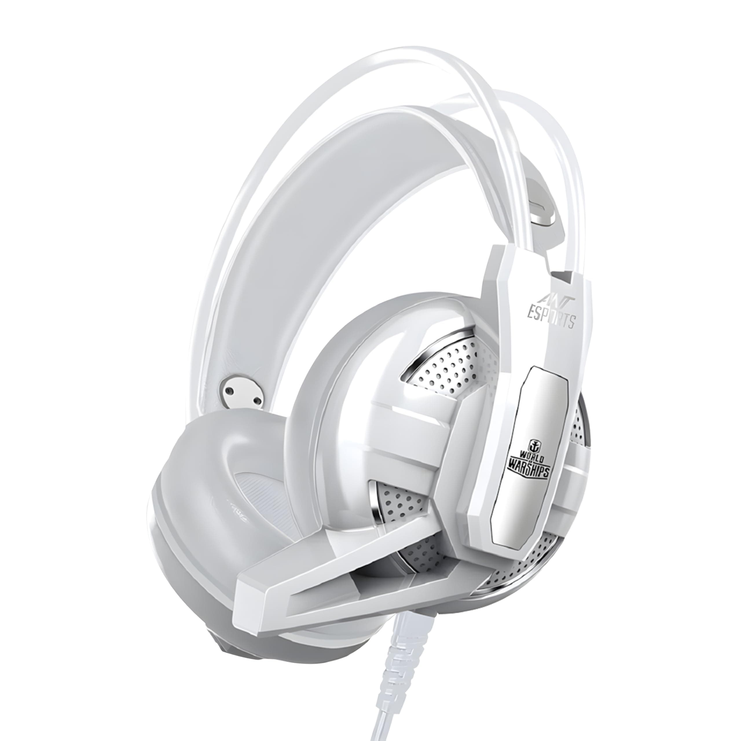 Ant Esports H520W Gaming Headset with Mic, 50mm Bass Drivers, Wired 3.5mm Over Ear Headphones, Noise Isolating, Lightweight Comfortable Headset for PC, PS4, Xbox One, Switch, Mobile Gaming (White)