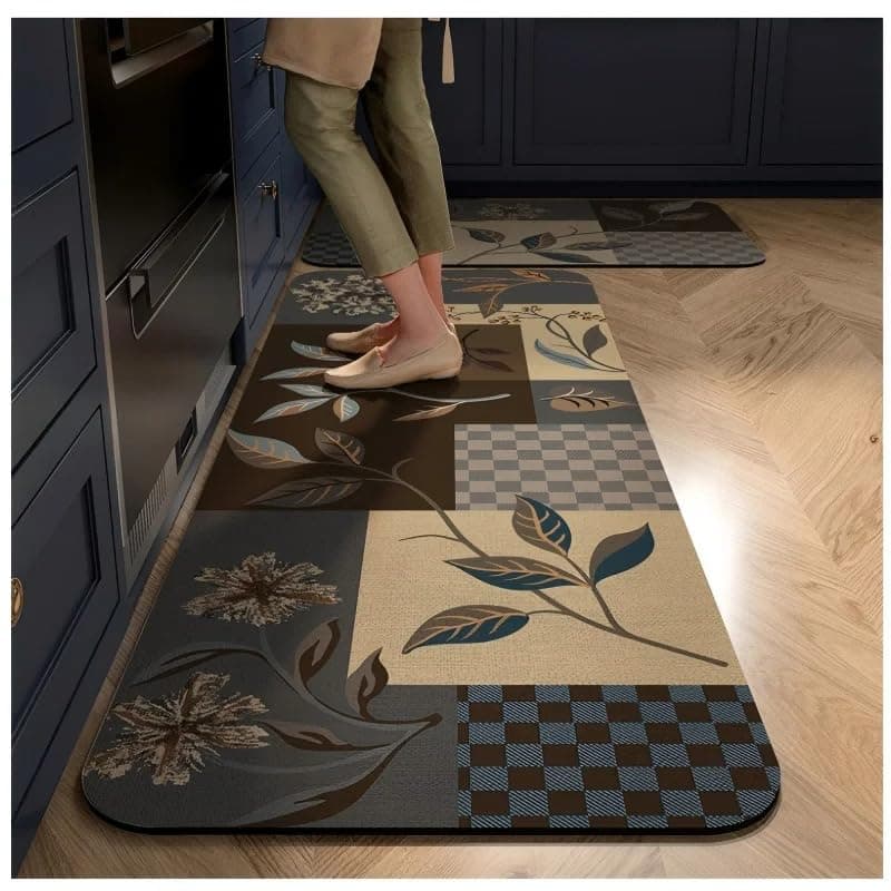 proxin Rubber Rectangular Kitchen Mats for Floor Set of 2 Pcs | Non-Skid, Soft Absorbent Rugs for Kitchen Floor, Laundry, and Hallway