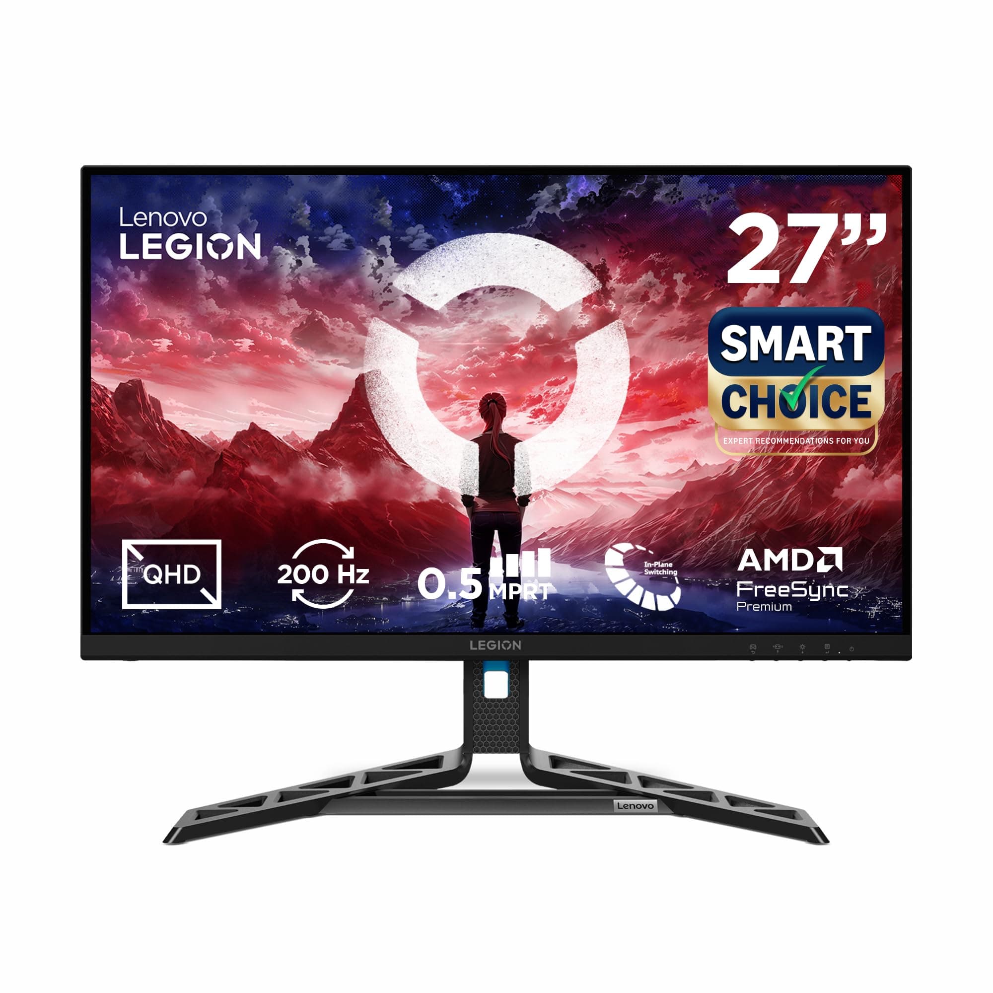 Lenovo Legion {Smartchoice} R27qe Gen 2 | 27" (68.58cm) QHD IPS 200Hz Gaming Monitor | 0.5ms, AMD FreeSync, 99%sRGB, 2xHDMI 2.1, TMDS, 1xDP 1.4| Tilt, Swivel, Pivot, Height Adjust | Black | 68C7GAC3IN