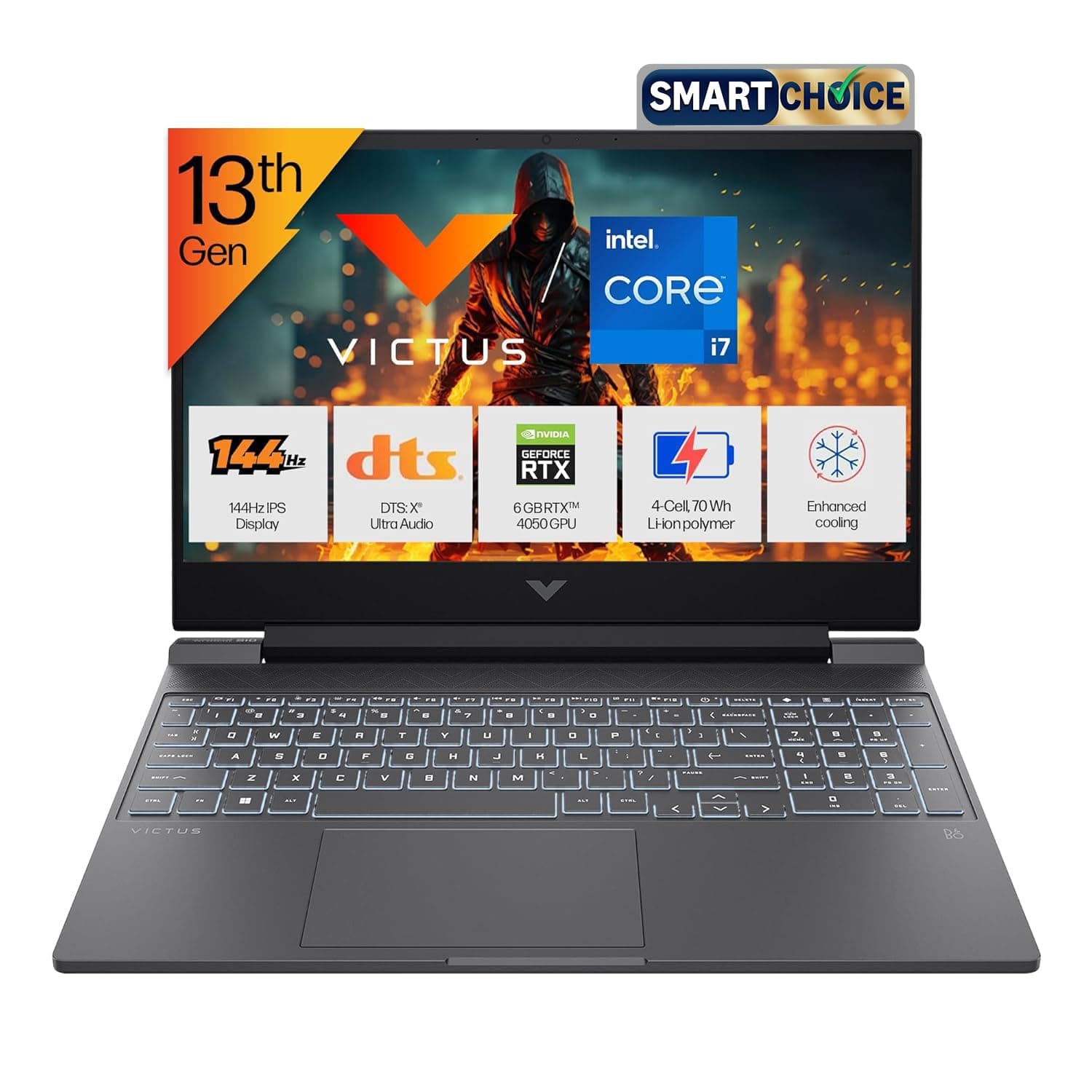 HP Smartchoice Victus, 13th Gen i7-13620H, 6GB RTX 4050, 16GB DDR4(Upgradeable) 512GB SSD, 144Hz, 300nits, 15.6''/39.6cm, Win11, Office24, Mica Silver, 2.3kg, fa2100tx, Xbox Gamepass* Gaming Laptop