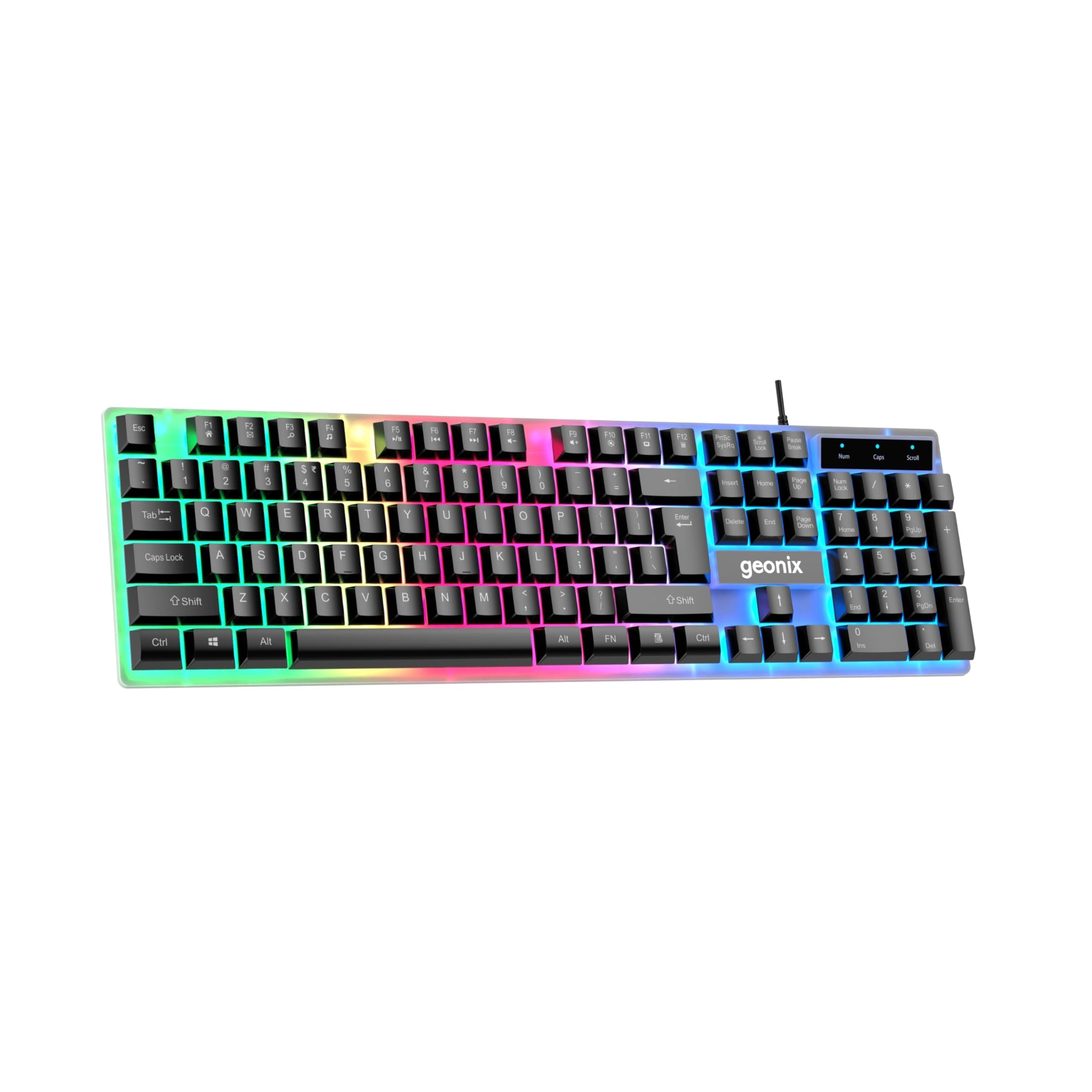 Amazon.in: Buy Geonix Cruiser K5, Wired Gaming Keyboard, 104 Keys, 1.5m Cable, 12 Multimedia Keys, USB Interface, RGB Colour, Plug and Play Online at Low Prices in India | GEONIX Reviews & Ratings
