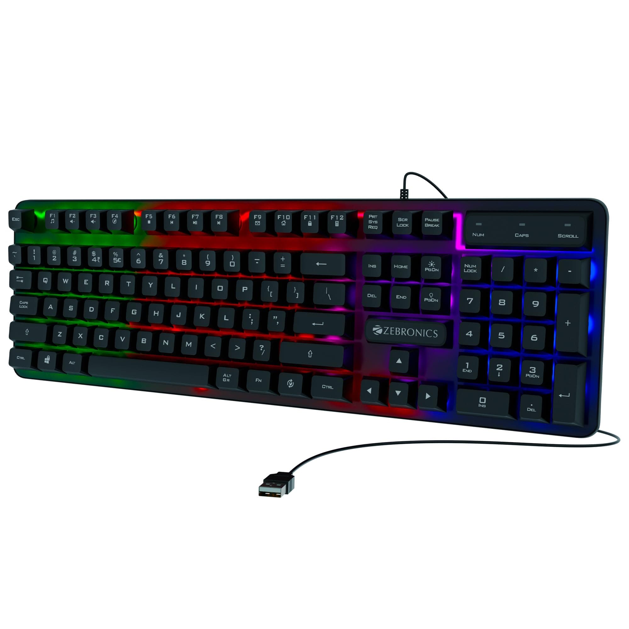 Amazon.in: Buy ZEBRONICS Transformer K1 Premium Gaming Keyboard with 104 Keys, 1.7m Cable, Laser Keycaps, Multi Color LED Modes, Integrated Multimedia Keys, All Keys Enable/Disable Function Online at Low Prices in India | ZEBRONICS Reviews & Ratings