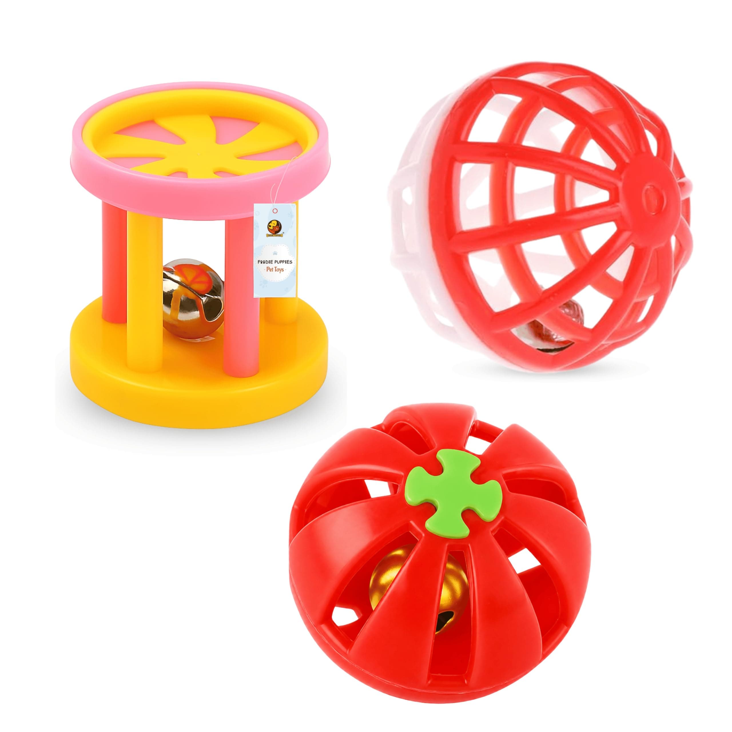 Foodie Puppies Interactive Cat Rattle Toy Combo - (3 Pcs Set) | Rolling Bell Toys for Cats, Kittens & Small Pets | Durable, Lightweight, Safe Plastic, Engaging Indoor Play Toy for Exercise & Fun Online at Low Prices in India