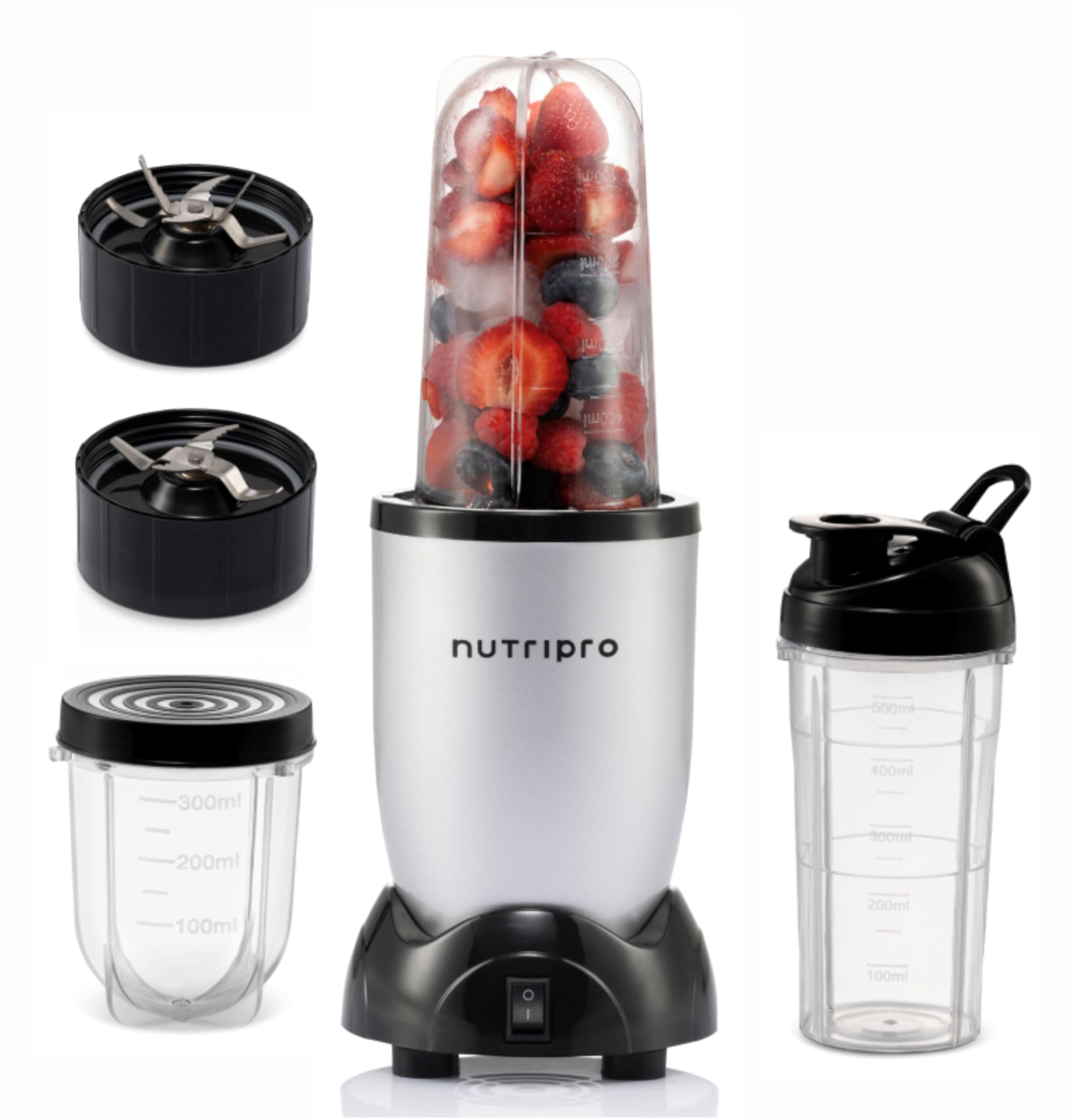 NutriPro Juicer Mixer Grinder - Smoothie Maker - 500 Watts (3 Jars & 2 Blades, Silver) - 2 Year Warranty Online at Low Prices in India