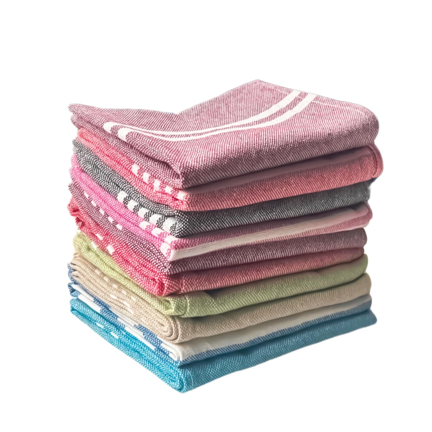 Värde® 10 Pcs Dishcloths | 12x16 Inches | Bulk Cotton Kitchen Cleaning Dish Cloths | Scrubbing Wash Cloth Sets | Multipurpose Cloth | 100% Cotton. (Multicolor, Set of 10)