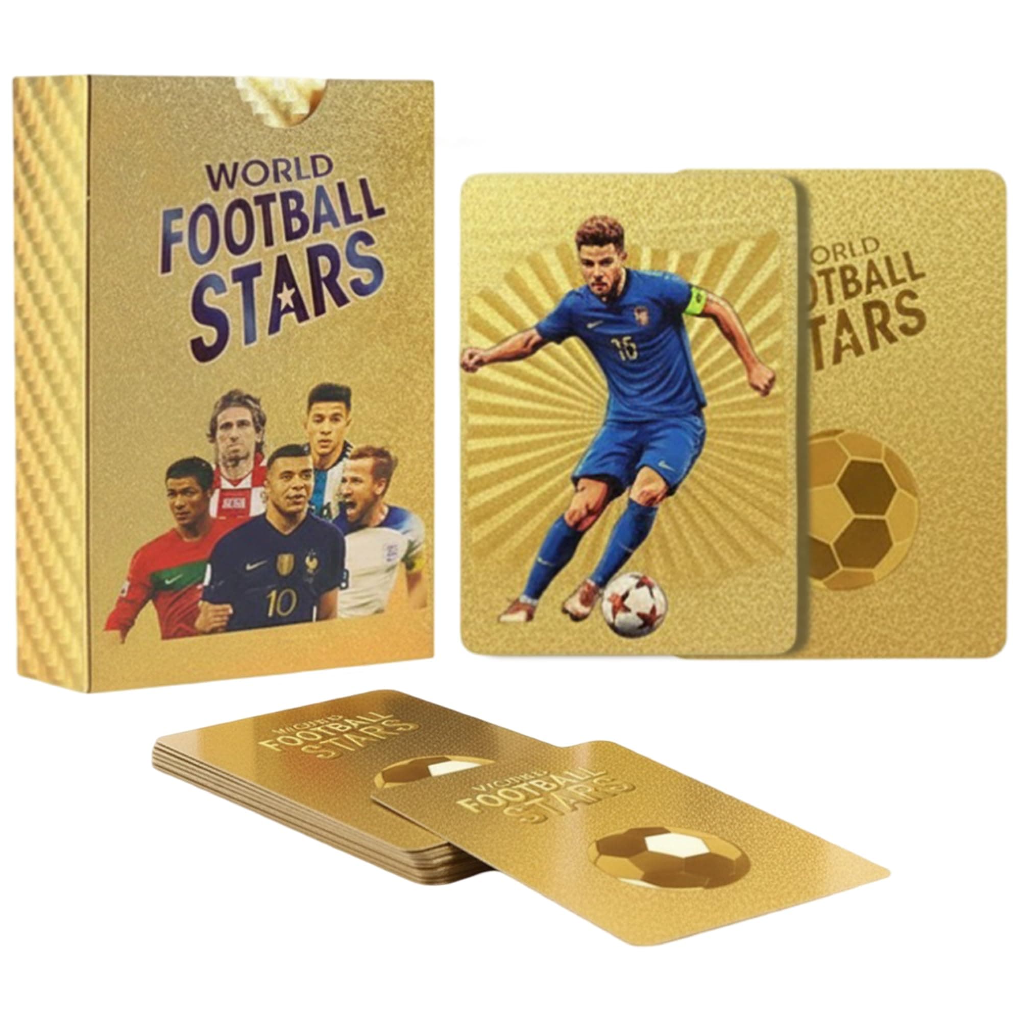 DZLING Football Card Deck, World Cup 2024 Gold Foil Football Cards - 55 Pieces Euro 2024 Collection (Football Card Golden 55Pc)