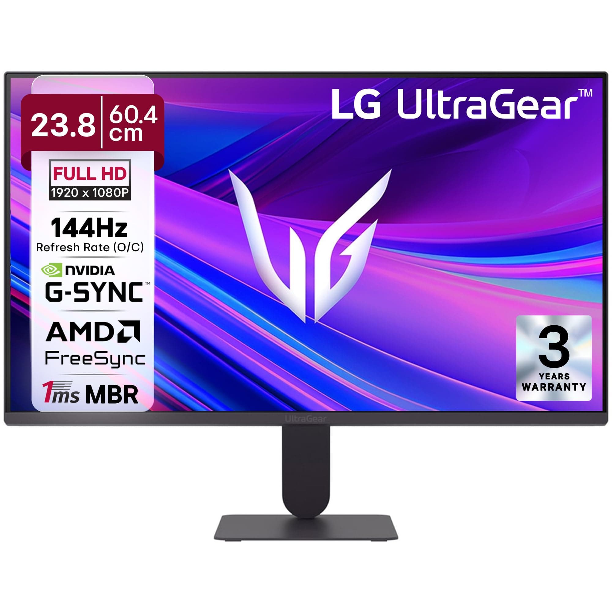 LG 24G411A 60.4 cm(24 Inch) Ultragear FHD(1920 x 1080) IPS Gaming Monitor, 1ms MBR, 144Hz (O/C), HDR10, NVIDIA G-Sync Compatible, AMD FreeSync, HDR10, HDMI, DP, HP Out, Anti-Glare, Slim Stand, Black