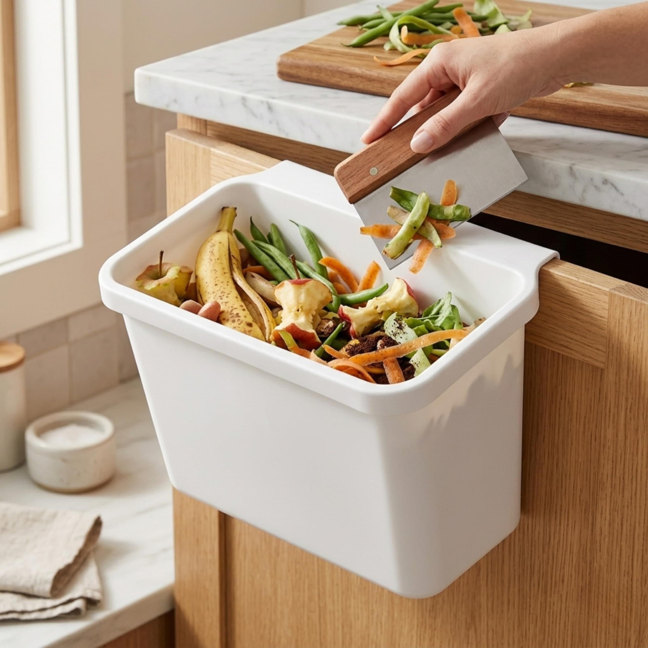 PRIXQUS Hanging Kitchen Trash Can for Cabinet Door, Wall Mount Food Waste Bin, Under Sink Garbage Container, Space Saving Plastic Dustbin for Kitchen, Bathroom & Office